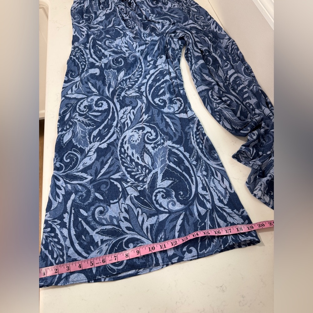 Vince Camuto Blue Patterned Off-Shoulder set pants blouse - Picture 13 of 14